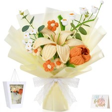 Crochet Flower Bouquet, 1 Large Lily, 1 Small 13.8x14.6 in - Handmade Gift