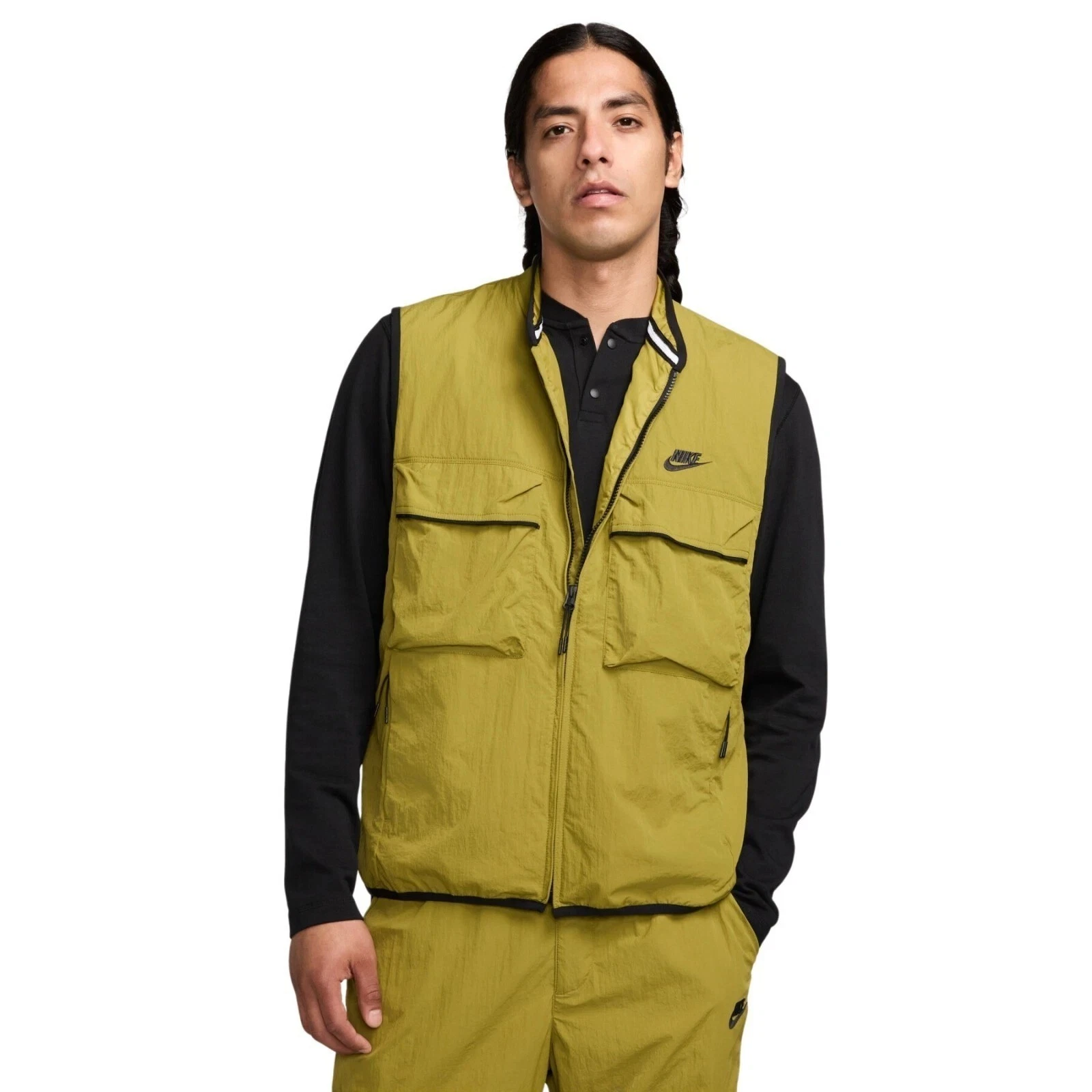MEN'S Nike Tech Woven Utility Vest Sleeveless Jacket Nylon FZ0748-307 Full Zip