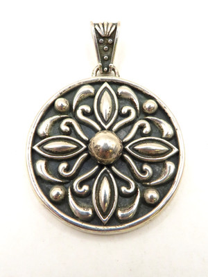 VINTAGE MEXICO MWS Mark Wasserman STERLING SILVER ROUND FLOWER PENDANT- .73ozt**