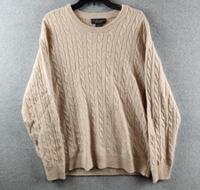 The Men's Store at Bloomingdale's Cashmere Cable Knit Sweater Men's XL Oatmeal~