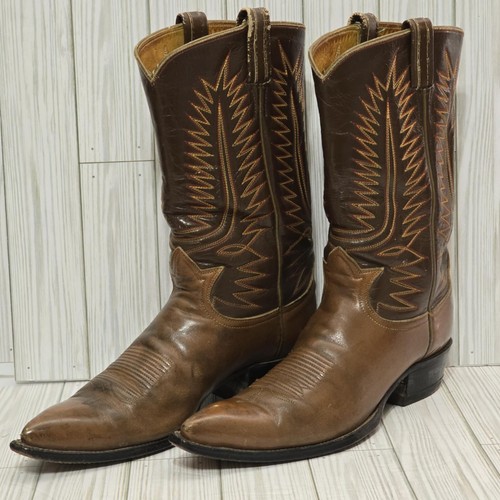 Vintage Black Label Tony Lama Cowboy Boots Mens Size Not Marked 10B J Toe Point