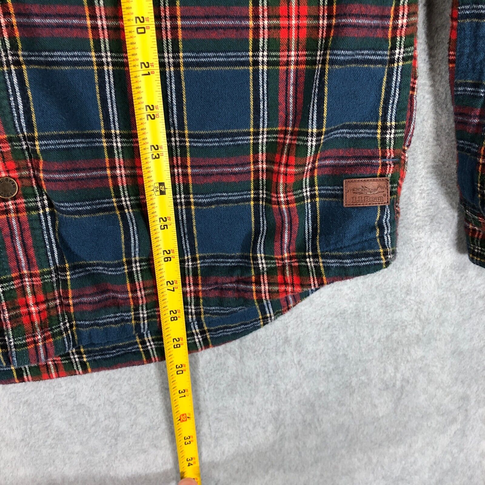 LL Bean Shirt Mens Medium Blue Red Flannel Snap S… - image 9
