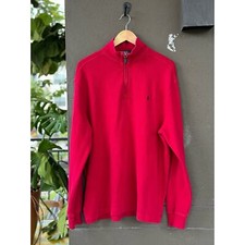 Vintage Polo by Ralph Lauren Made in USA Men's XL Red 1/4 Zip Pullover Sweater