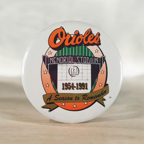 Rare Vintage 1991 MLB Memorial Park Baltimore Orioles 3.5" Button Pin Pinback