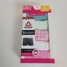 NIB Reebok Girls Seamless 5 Pairs Multi Color Boyshort Panties Size Large 12-14