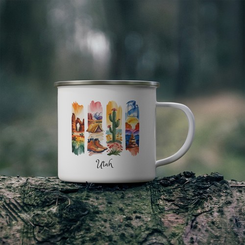 Utah Adventure-inspirierter Emaille Camping Becher - Outdoor Kaffeetasse - Bild 6 von 6