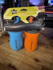 New 2 Pk Tommee Tippee 9oz / 260ml Insulated Sportee Bottle 12m  Orange Blue