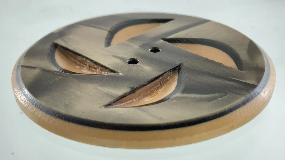 Carved Bakelite Brown/Beige Color Garment Button 1.6in Marble Pattern 345B - Image 3 of 4