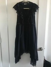 Ulla Johnson black Lace Lavinia Dress High Low Hankerchief Hem Eyelet Size XS 2