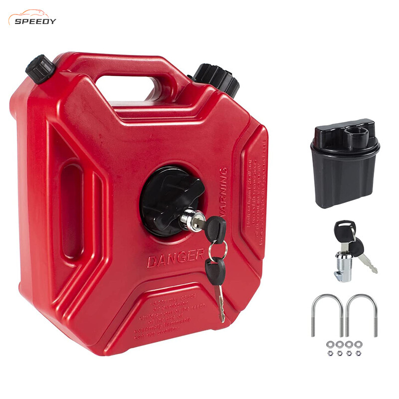 1.3 Gallon Red Gas Tank with Lock & Key for Car Motorcycle UTV SUV