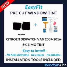 EasyFit Static Pre Cut Tint & Tools For Citroen Dispatch Van 2007-16 5% Limo