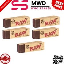 RAW Original Rolling Tips – Unrefined Filter Paper – 5 Pack - 50 Tips Each