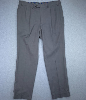 Lauren Ralph Lauren Dress Pants Mens 36x32 Gray Pleated Cuffed Trousers Work