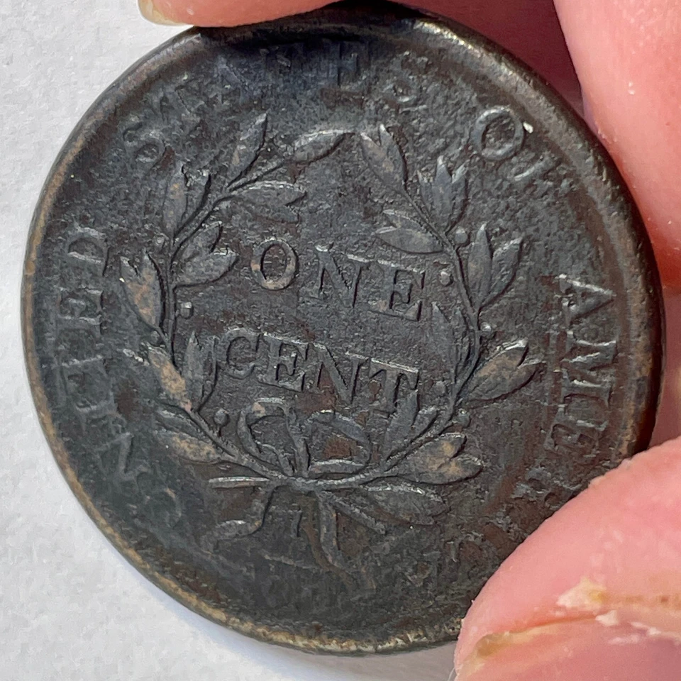 Moneda XF extremadamente fina de centavo grande busto drapeado 1805 S-267, corrosión #5917 Foto 4 de 4