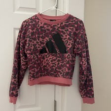Adidas Pink Leopard Print Sweatshirt - XS