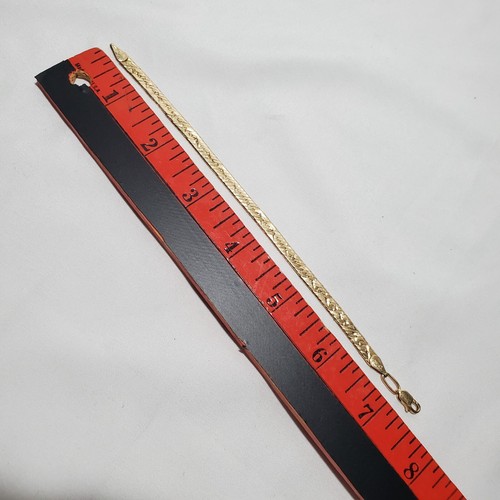 14k Solid Yellow Gold Marked SDI Italy Herringbone Bracelet 7" Long, 7.60g VTG - Picture 8 of 8
