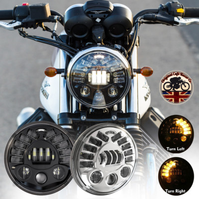7'' MOTORBIKE LED HEADLIGHT 70W INDICATOR & DRL DOT E Approved UK EU US