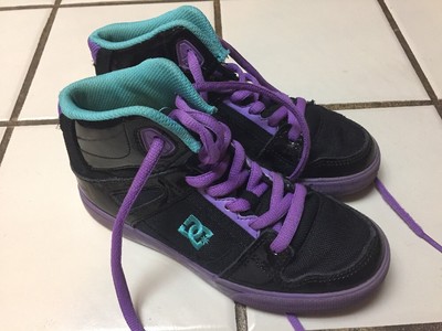 black and purple dc shoes