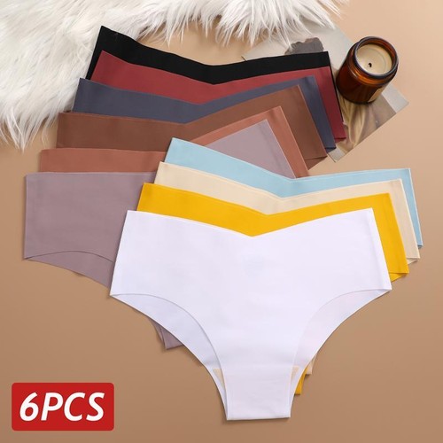 V Waist Seamless Panties - Ultra Thin Ice Silk Briefs S-XL Women Underwear 6Pcs