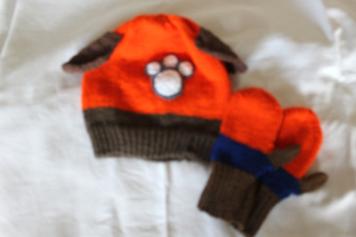 Kindermütze und Handschuh Paw Patrol Zuma selbst gestrickt 01