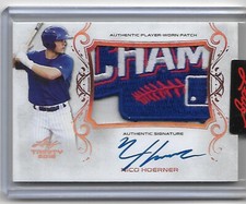 Nico Hoerner Leaf Trinity RC On Card Auto CHAMPION LOGO PATCH Rookie Autograph