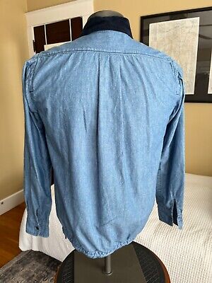 Sacai Sz. 2 (Men S/Women M) Blue Denim Shirt Jacket, Black Sacai Sz. 2 (Men S/Women M) Blue Denim Shirt Jacket, Black