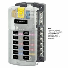 Blue Sea 5026 ST Blade Fuse Block 12 Circuits Negative Bus ATO ATC DC Marine