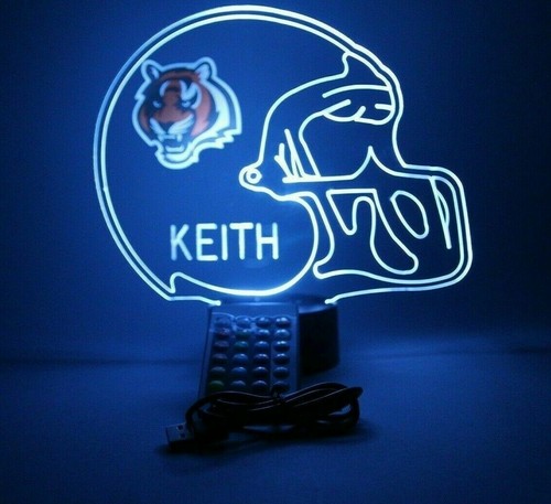 Cincinnati Bengals Night Light Up Football LED Sports Fan Lamp Personalized FREE - Picture 4 of 12