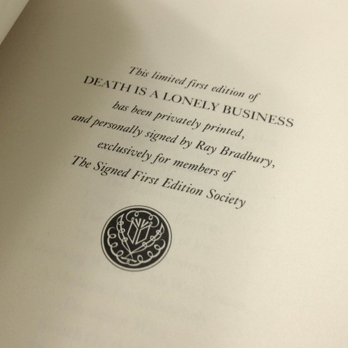 Death is a Lonely Business, Ray Bradbury signed First Edition, Franklin Library - Picture 11 of 12