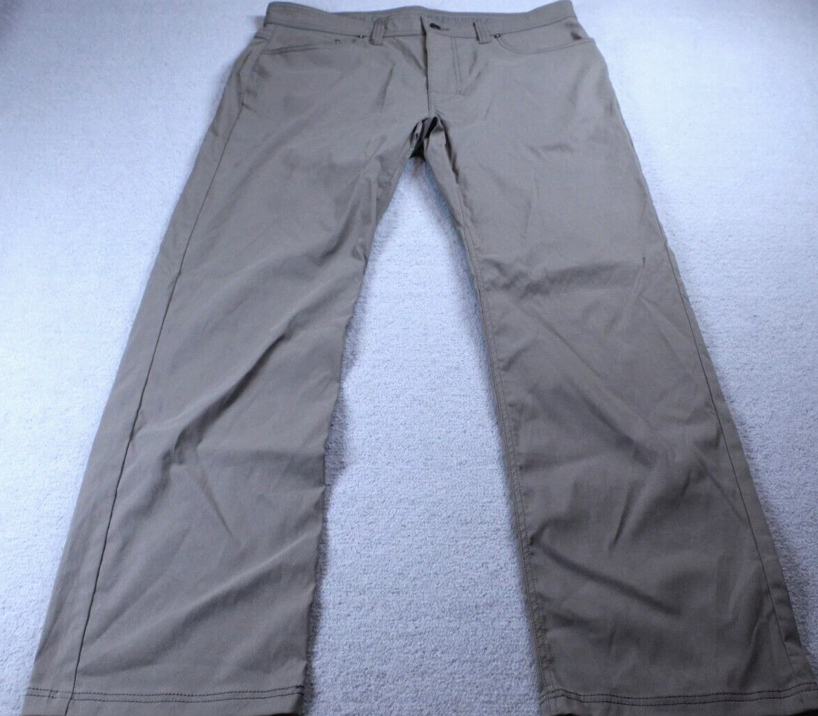 Prana Pants Mens 36/32 Slim Fit Brown Brion II Nylon Stretch Hiking Outdoor