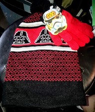 NWT Star Wars Darth Vader Hat And Gloves Set Ages 4-7. FREE SHIPPING 