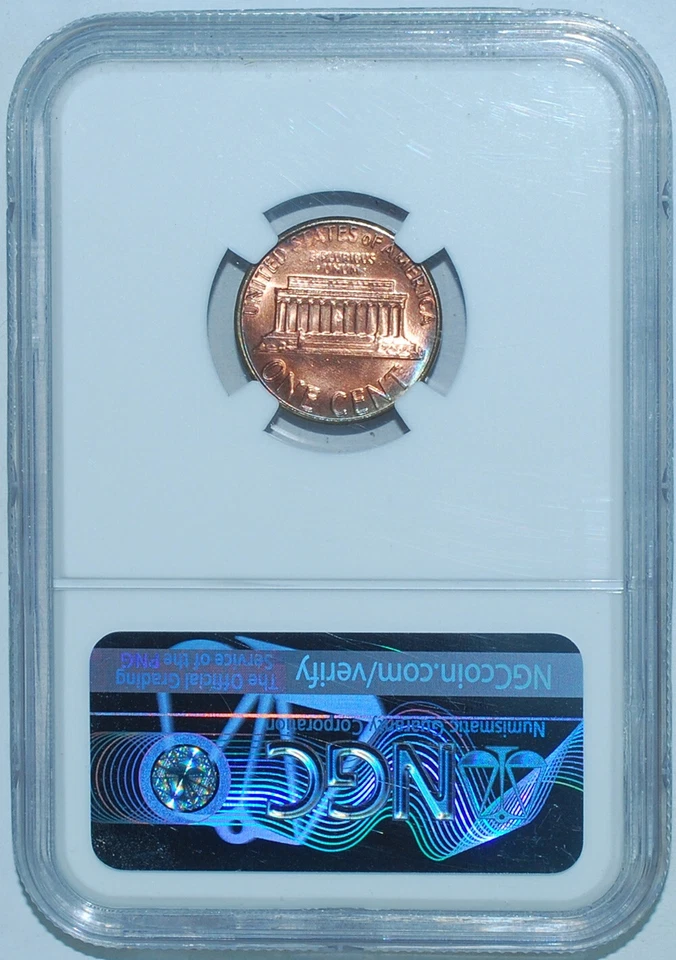 1983 NGC MS65RB FS-801 DDR Doubled Die Reverse Lincoln Cent Powder Blue Toning - Image 2 of 4