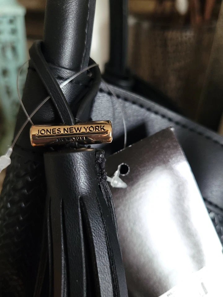 NUEVO CON ETIQUETAS Grande Negro Tejido Jones New York Jane Bolso de Mano/Bolso de Mano Foto 3 de 4