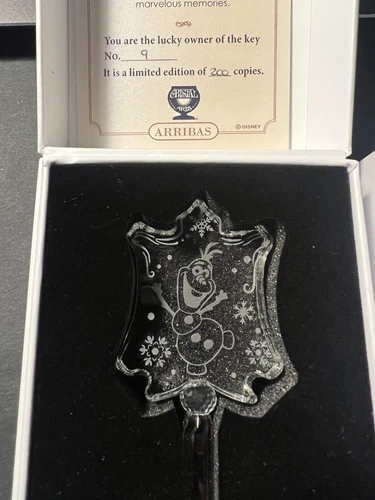 Disneyland Paris Arribas Brothers Glass Key Frozen Olaf LE 9/200 W/ Box COA RARE