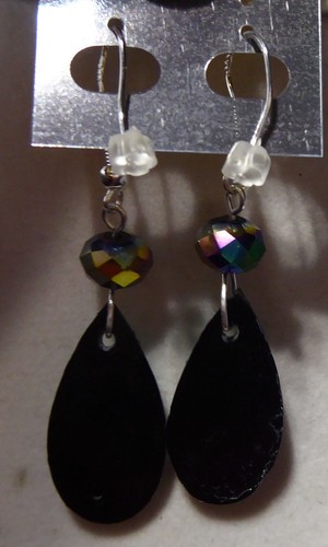 UNIQUE Tear Drop SHAPED Peacock Color EARRINGS Bead BLING Handcrafted Nora Winn - Picture 10 of 12