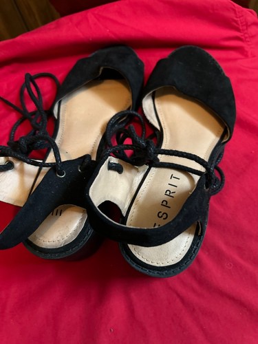 Esprit London E Lace Up Sandals Shoes Black Size 9 - Picture 4 of 7