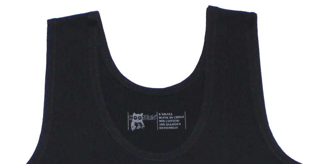 NEW! AUTHENTIC HOOTERS GIRLS X-SMALL XS LYCRA BLACK UNIFORM TANK