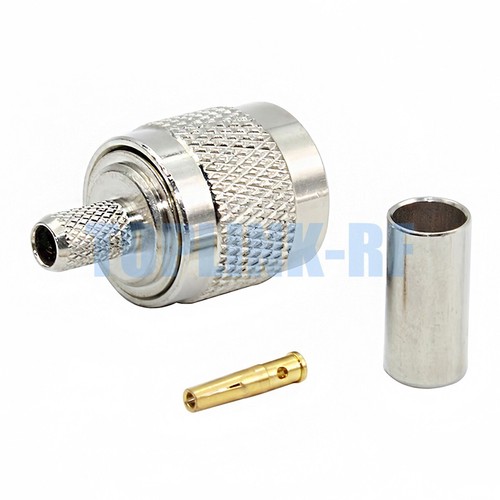 10x RP-TNC Male (Female Pin) Crimp Coaxial Connector For RG58 RG400 LMR195 Cable - Picture 2 of 4