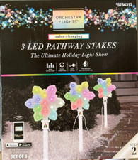 Gemmy Orchestra of Lights 3-Marker Multicolor Snowflake Christmas Pathway Marker