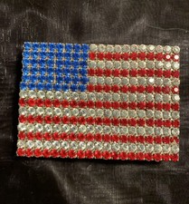 Jeweled American Flag Belt Buckle