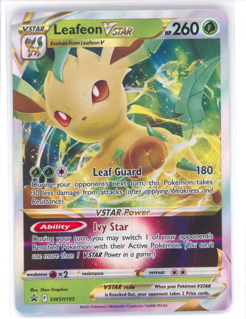 Tarjeta Pokémon Leafeon Vstar SWSH195 CASI NUEVA arte completo promoción rara casi nueva 0321#228