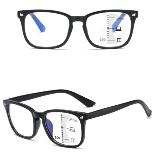 Occhiali da lettura quadrati Progressive Multifocus Anti-Luce Blu per Uomo Donna Nuovi - Foto 8 di 37