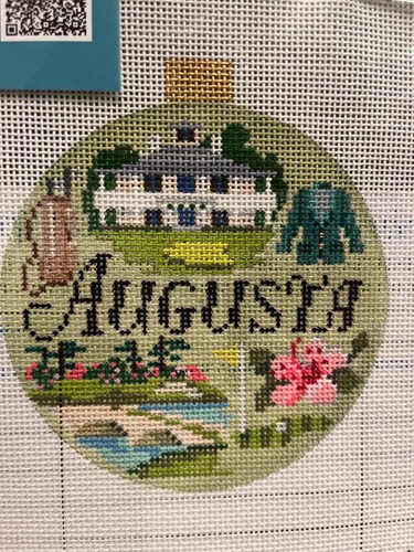 AUGUSTA "SPORTING ROUND" NEEDLEPOINT 8"x 8" UNOPENED KIRK & BRADLEY-CANVAS ONLY