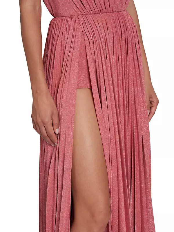 NWT $2,995 Dolce & Gabbana Pink Glitter Metallic Slit