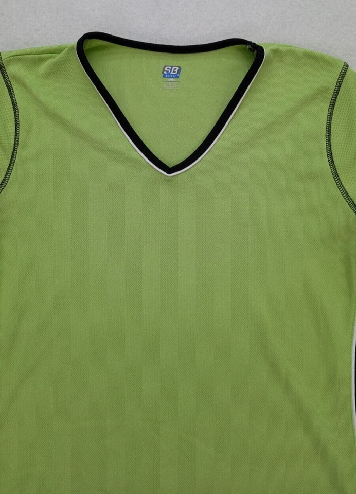 Camiseta para mujer SJB Active talla pequeña verde atlética deportiva gimnasio elástica cuello en V Foto 3 de 4