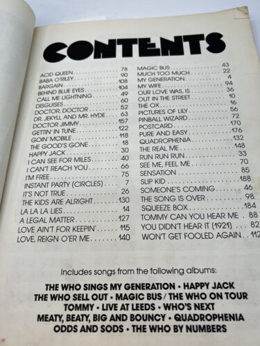 The WHO Anthology Song Book 46 Songs Guitar Piano Vocals 1977 Vintage 11 Albums - Picture 2 of 11