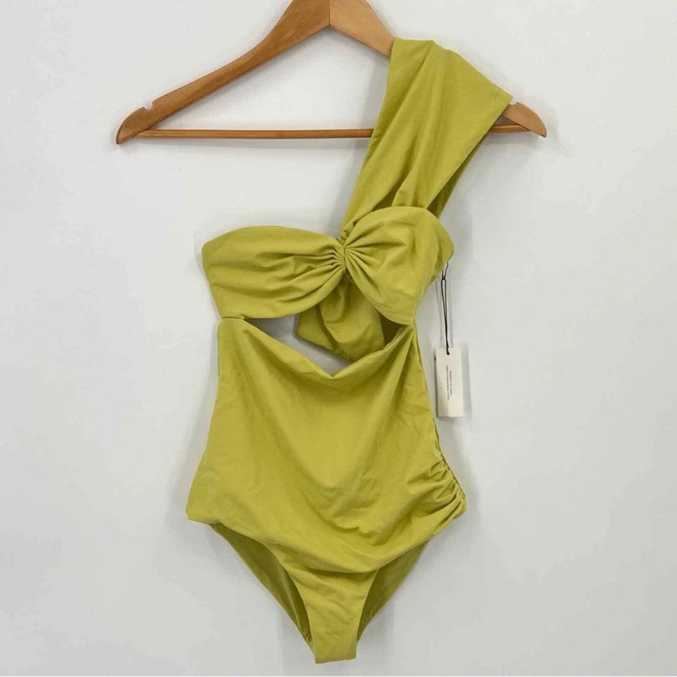 MARYSIA VENICE MAILLOT EN HELECHO XXS NUEVO CON ETIQUETAS UN HOMBRO VERDE/AMARILLO NADAR Foto 3 de 4