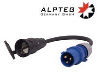 Adapter 3-Pol Cee Stecker 16A Auf Schuko Kupplung H07RN-F 3G2,5 | Alpteg A001