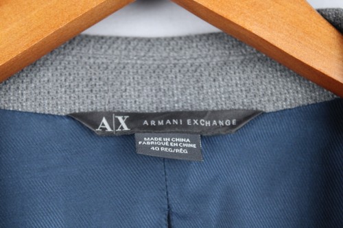 Armani Exchange Blazer Men 40R Gray Jacket Suit 2 Buttons Casual Dress Jacket - Picture 10 of 20