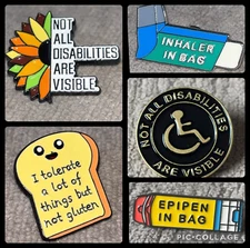 BUY 2 GET 1 FREE Invisible Disabilities & Medical Alert Pins Gluten-Free Asthma